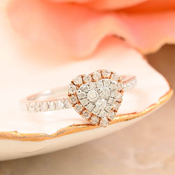 Shop Lc Value Buy NY Closeout 14K White And Rose Gold Diamond (G-H I1) Heart Ring 0.50 Ctw