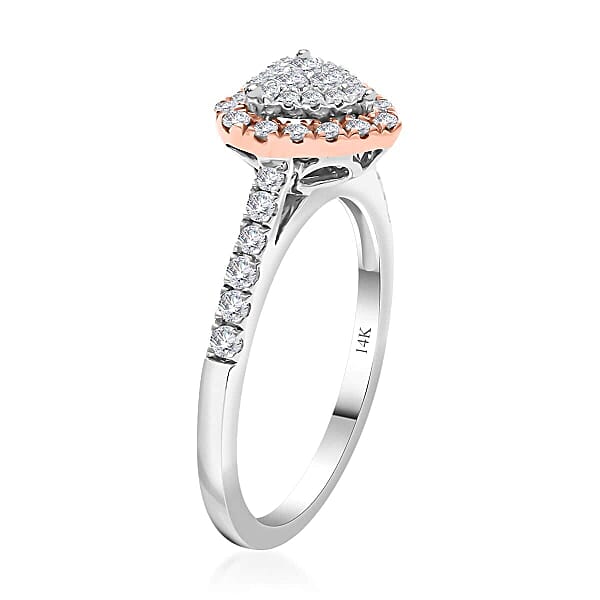 Shop Lc Value Buy NY Closeout 14K White And Rose Gold Diamond (G-H I1) Heart Ring 0.50 Ctw