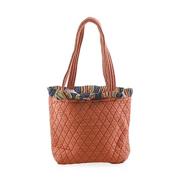 Shop Lc Vegas Closeout OK Burnt Orange Quilted Shoulder Bag With Photo Pocket (10x13x4)