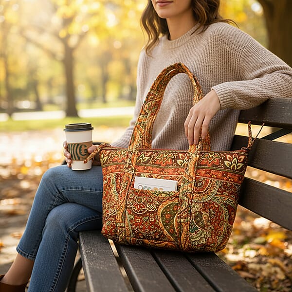 Shop Lc Vegas Closeout OK Green & Multi Color Paisley Quilted Shoulder Bag