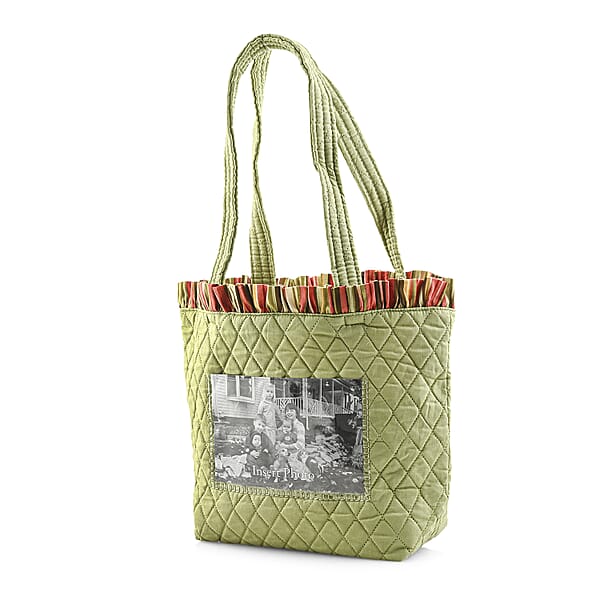 Shop Lc Vegas Closeout OK Green Quilted Shoulder Bag With Photo Pocket