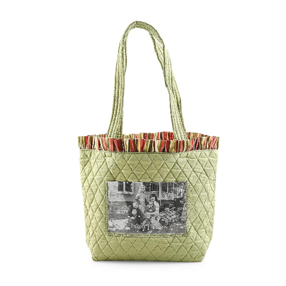 shop lc Vegas Closeout OK Green Quilted Shoulder Bag with Photo Pocket