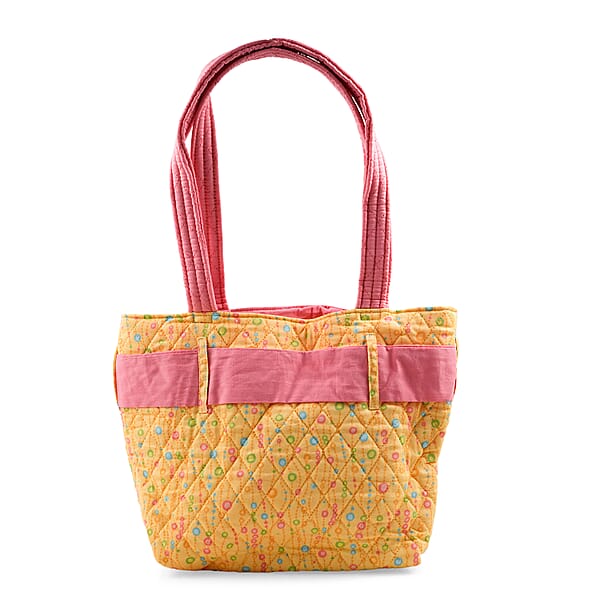 Shop Lc Vegas Closeout OK Yellow & Pink Floral Quilted Shoulder Bag