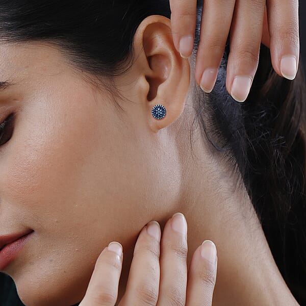 Shop Lc Venice Blue Diamond I1-I2 0.50 Ctw A Touch Of Luxury Earrings In Platinum Over Sterling Silver
