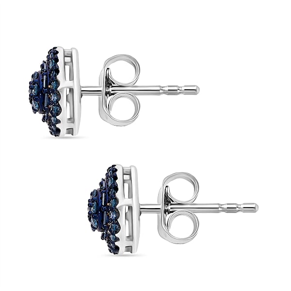 Shop Lc Venice Blue Diamond I1-I2 0.50 Ctw A Touch Of Luxury Earrings In Platinum Over Sterling Silver