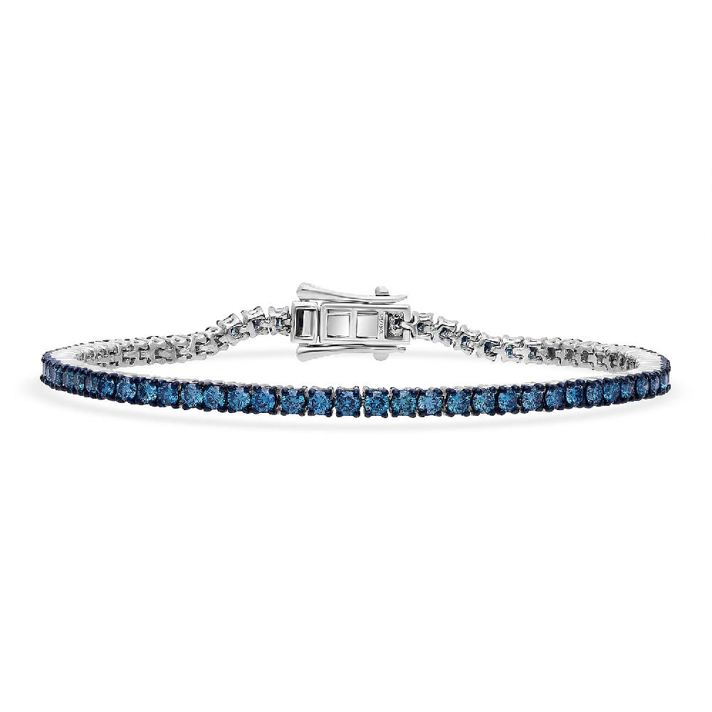 shop lc Venice Blue Diamond I1-I2 1.00 ctw Tennis Bracelet in Rhodium Over Sterling Silver (7.25 In)