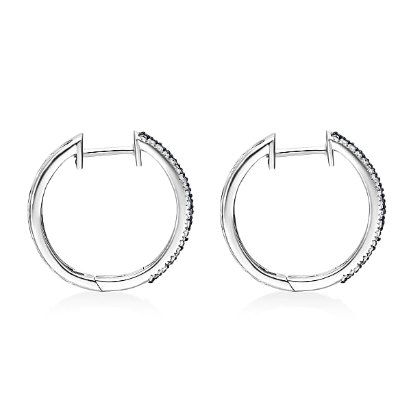 Shop Lc Venice Blue Diamond I1-I2 And Diamond 1.00 Ctw Hoop Earrings In Platinum Over Sterling Silver