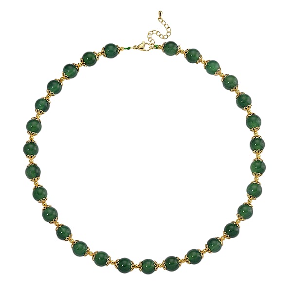 Shop Lc Verde Onyx 200.00 Ctw Beaded Necklace In Goldtone 18-20 Inches