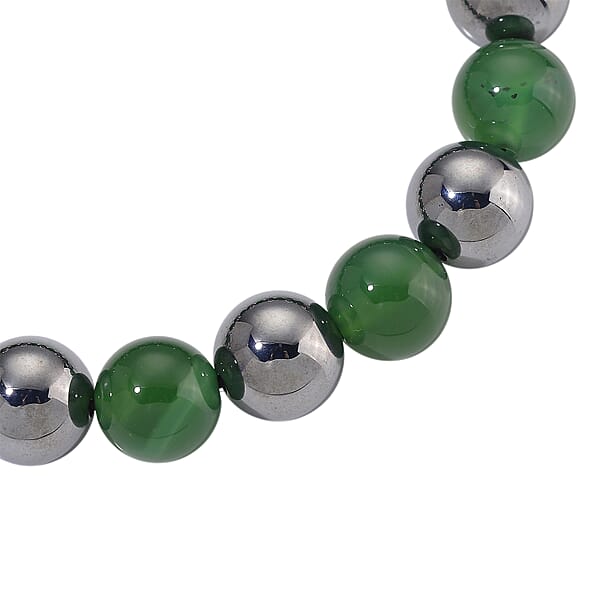 Shop Lc Verde Onyx And Terahertz 140.00 Ctw Beaded Stretch Bracelet