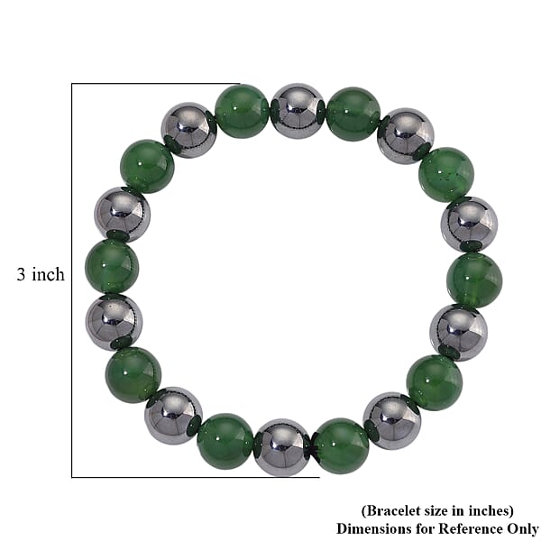 Shop Lc Verde Onyx And Terahertz 140.00 Ctw Beaded Stretch Bracelet
