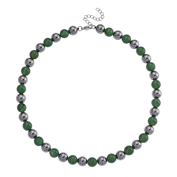 Shop Lc Verde Onyx And Terahertz 300.00 Ctw Beaded Necklace In Stainless Steel 18-20 Inches
