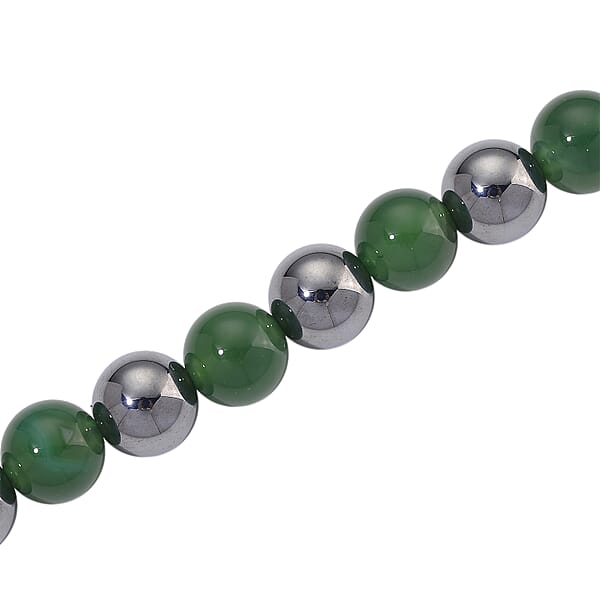 Shop Lc Verde Onyx And Terahertz 300.00 Ctw Beaded Necklace In Stainless Steel 18-20 Inches