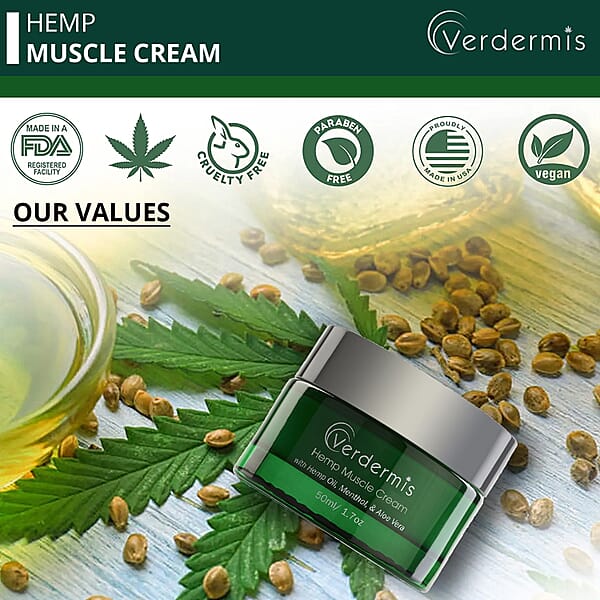 Shop Lc Verdermis Hemp Muscle Cream 50ml/1.7oz (Made In USA) Hemp Cream Muscle Pain Relief Cream
