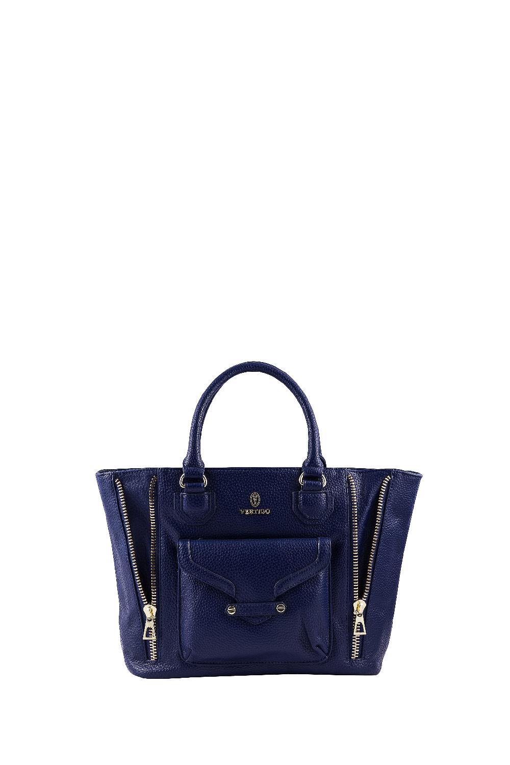 shop lc Vertigo Paris Navy Vegan Leather Satchel Bag (16x4.5x10.5)