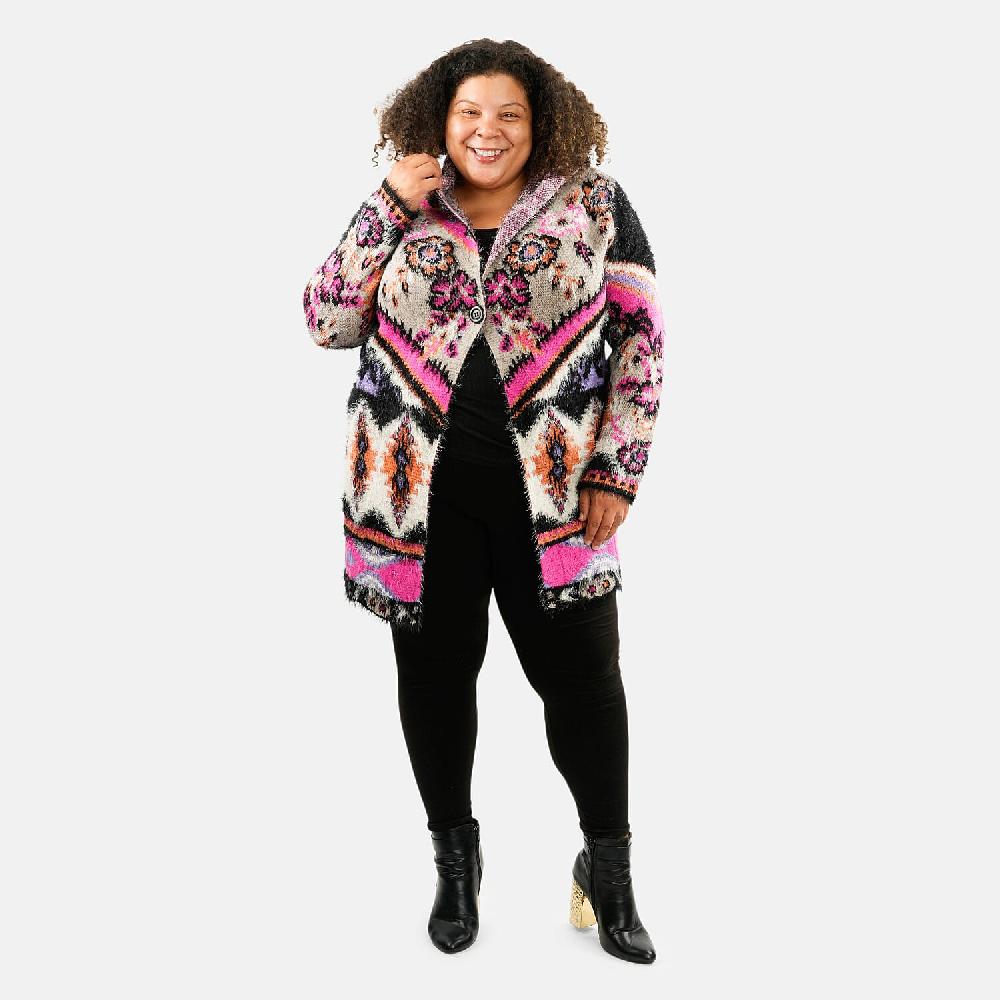 shop lc VERTIGO Pink Western Floral Knit Cardigan L