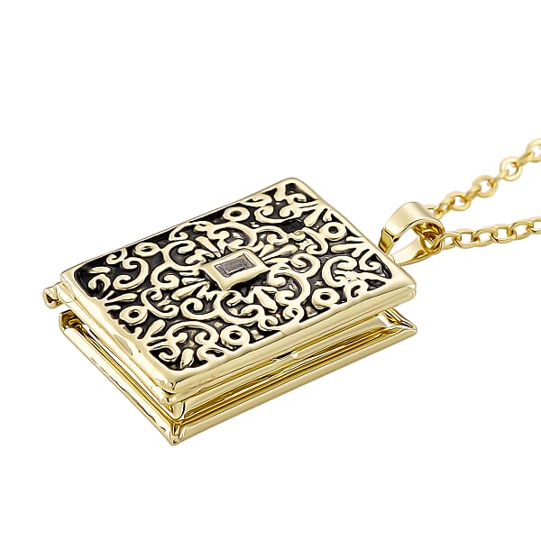 Shop Lc Vintage Book Pendant Necklace In ION Plated YG Stainless Steel 20-22 Inches
