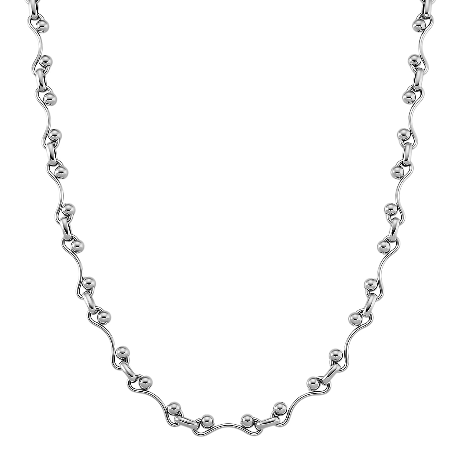 shop lc Wave Bead Link Chain Necklace in Stainless Steel 20-22 Inches