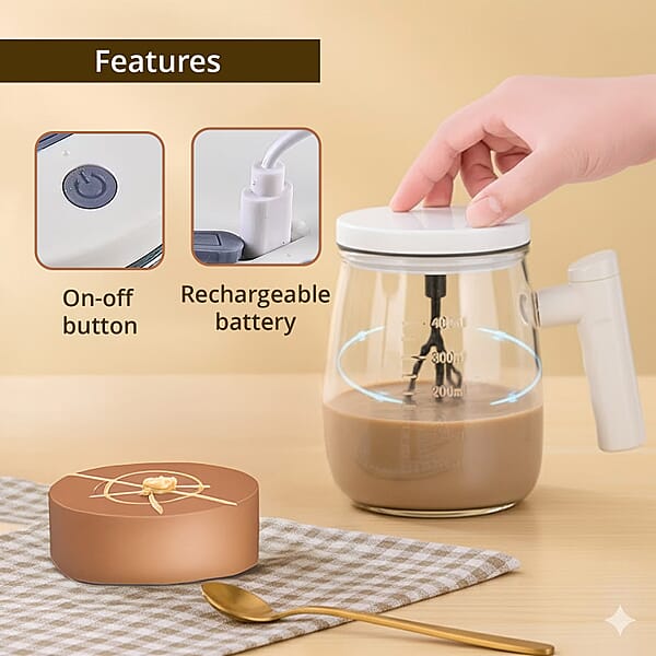 Shop Lc White 500mAh Electric Glass Mixing Cup (400ml)