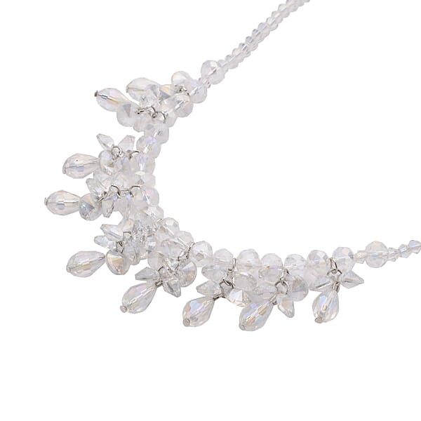 Shop Lc White Aurora Borealis Glass Beaded Sparkle Necklace In Silvertone 18-20 Inches