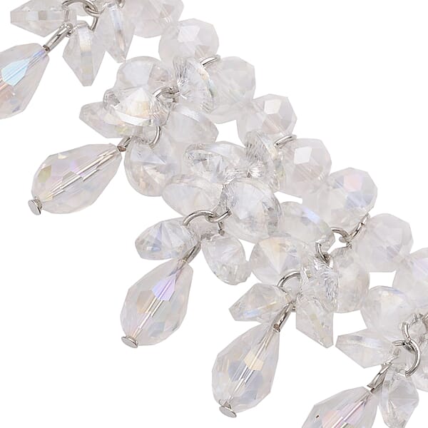 Shop Lc White Aurora Borealis Glass Beaded Sparkle Necklace In Silvertone 18-20 Inches