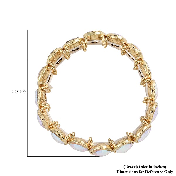 Shop Lc White Aurora Borealis Glass Tennis Bracelet In Goldtone (6.50-7.0In)