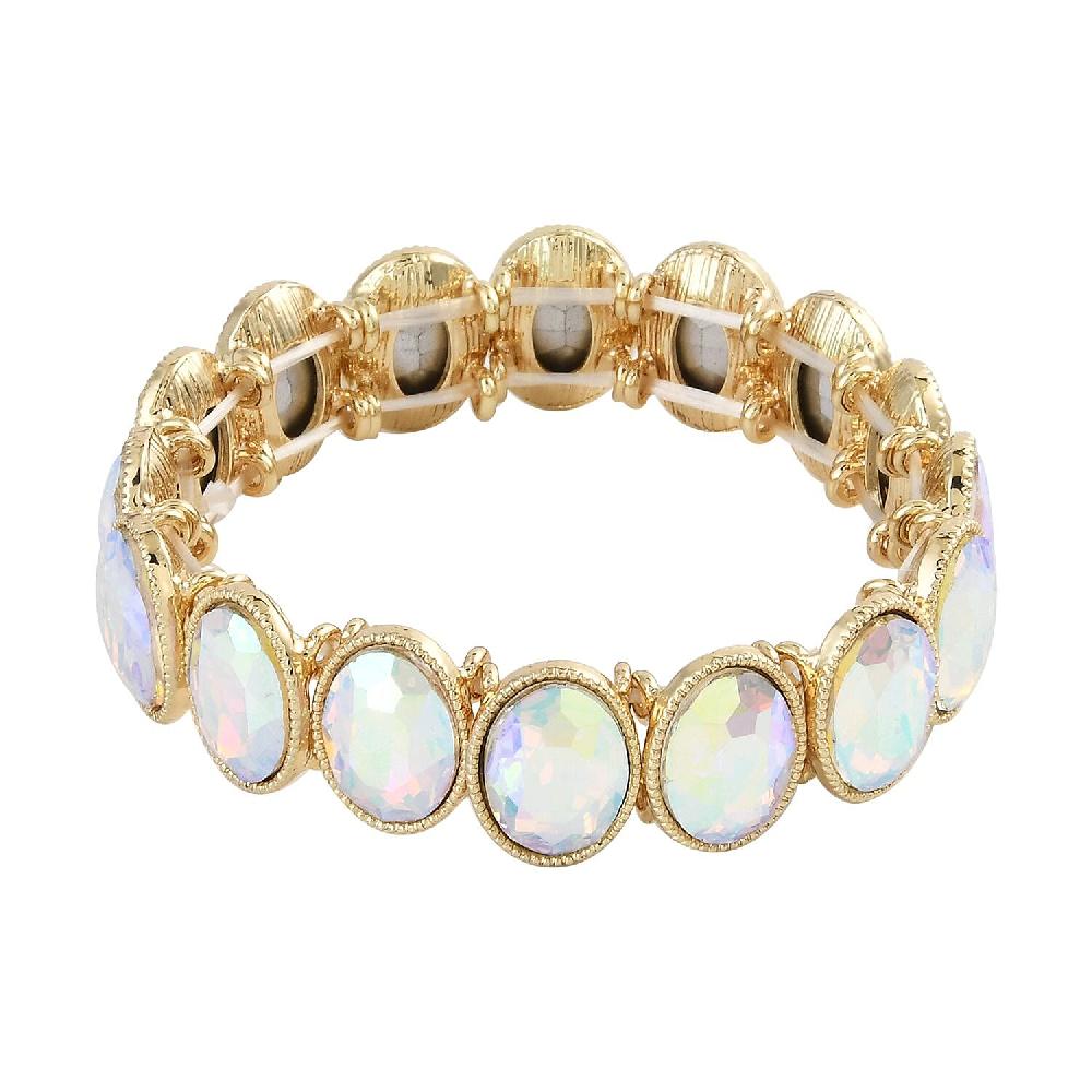 shop lc White Aurora Borealis Glass Tennis Bracelet in Goldtone (6.50-7.0In)