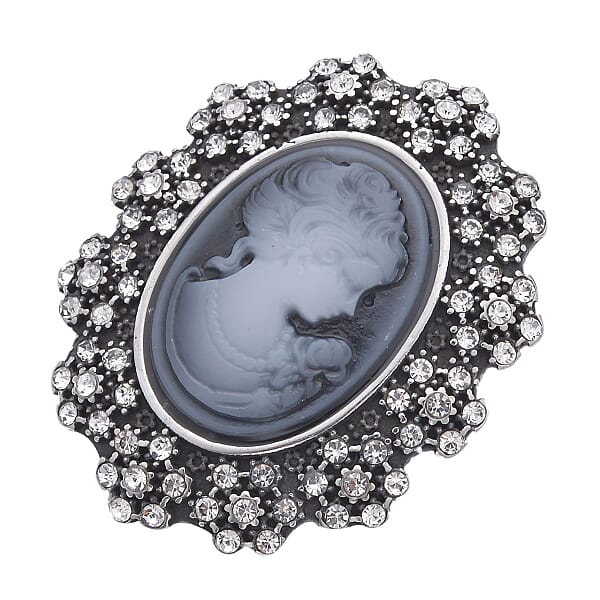 Shop Lc White Austrian Crystal Chroma Brooch In Stainless Steel