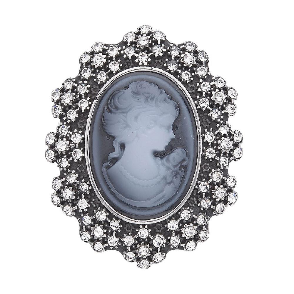shop lc White Austrian Crystal Chroma Brooch in Stainless Steel