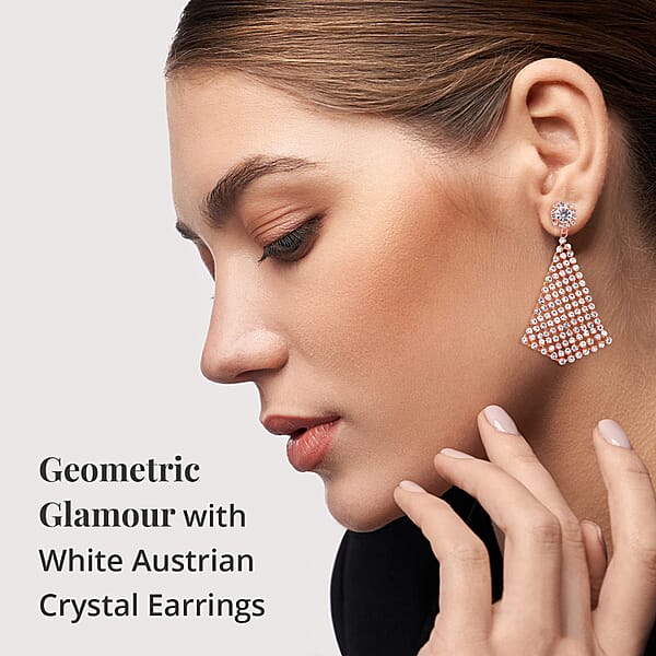 Shop Lc White Austrian Crystal Earrings In Rosetone