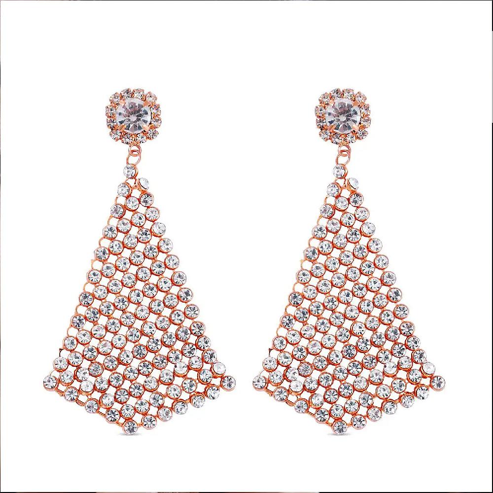 shop lc White Austrian Crystal Earrings in Rosetone