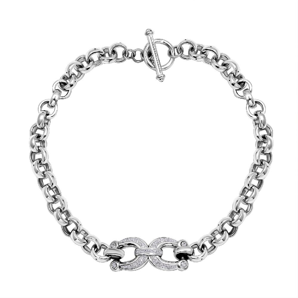 shop lc White Austrian Crystal Necklace in Sterling Silver 20 Inches
