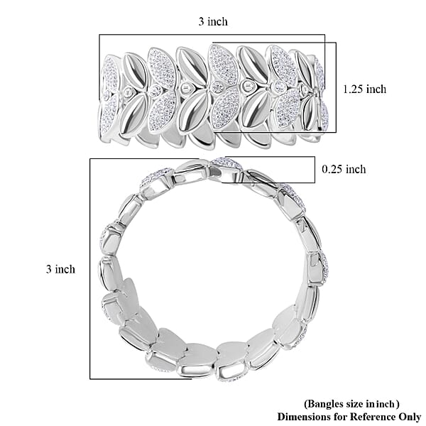 Shop Lc White Austrian Crystal Stretch Bracelet In Sterling Silver (7.25 In)