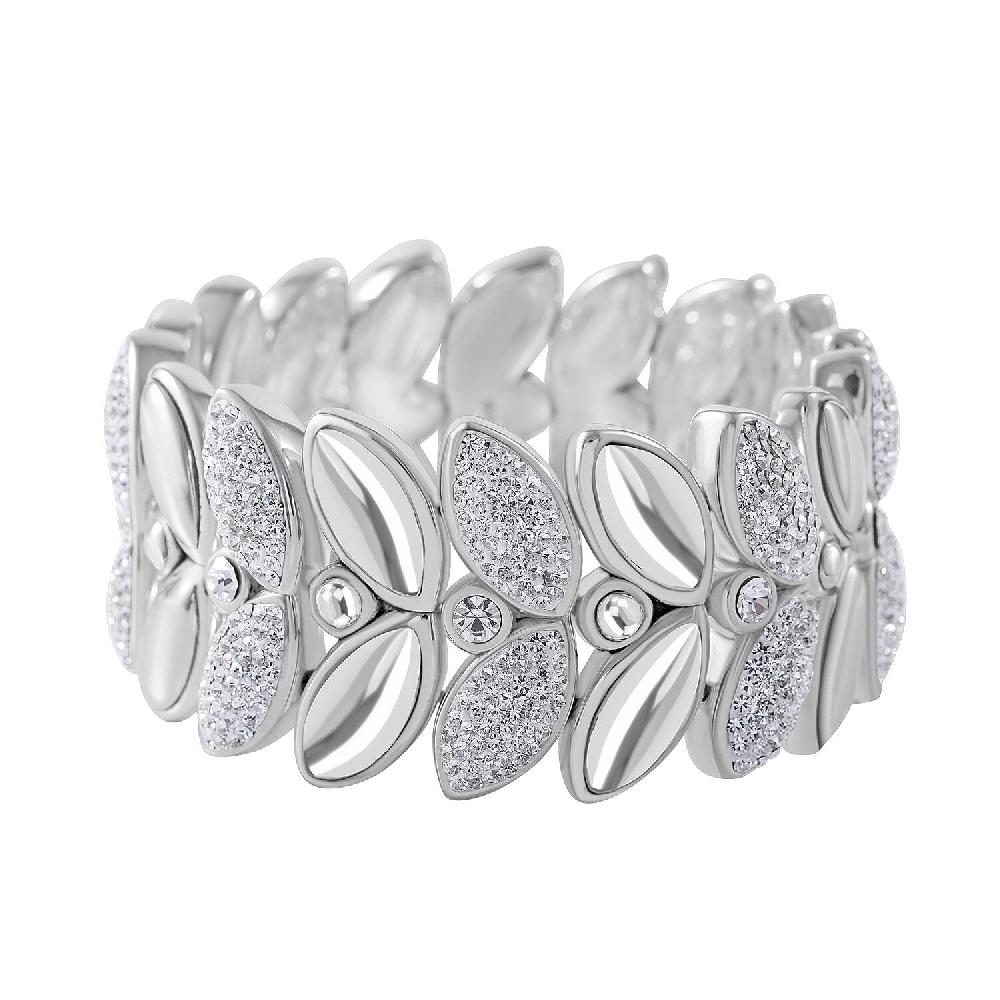 shop lc White Austrian Crystal Stretch Bracelet in Sterling Silver (7.25 In)