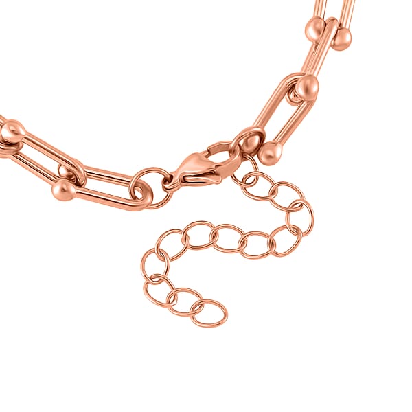 Shop Lc White Austrian Crystal U Link Horseshoe Bracelet In ION Plated RG Stainless Steel (7.5-9.5In)