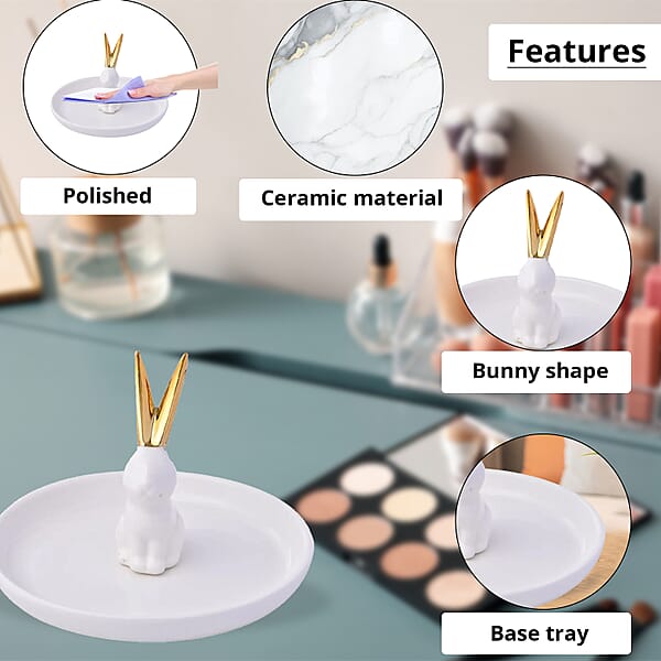 Shop Lc White Body With Gold Ear Bunny Design Ceramic Jewelry Holder