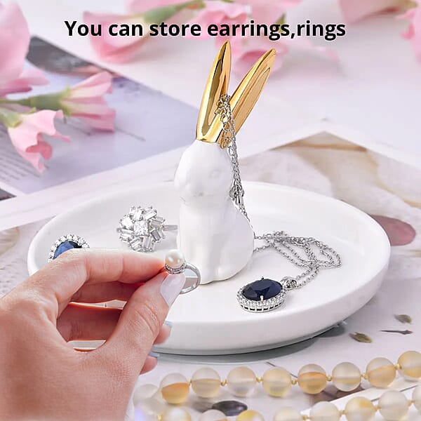 Shop Lc White Body With Gold Ear Bunny Design Ceramic Jewelry Holder