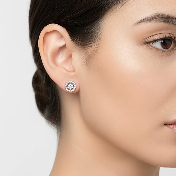 Shop Lc White Diamond 0.10 Ctw Earrings In Rhodium Over Sterling Silver
