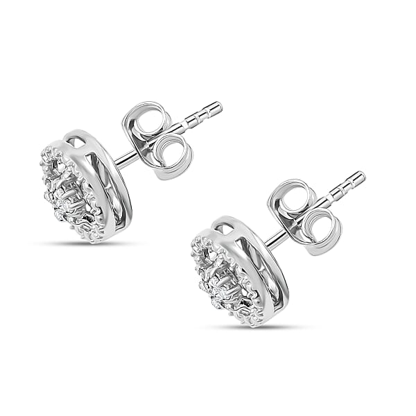 Shop Lc White Diamond 0.10 Ctw Earrings In Rhodium Over Sterling Silver