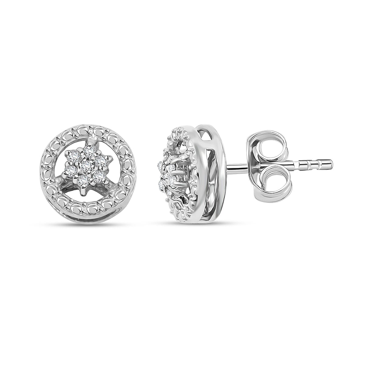 shop lc White Diamond 0.10 ctw Earrings in Rhodium Over Sterling Silver