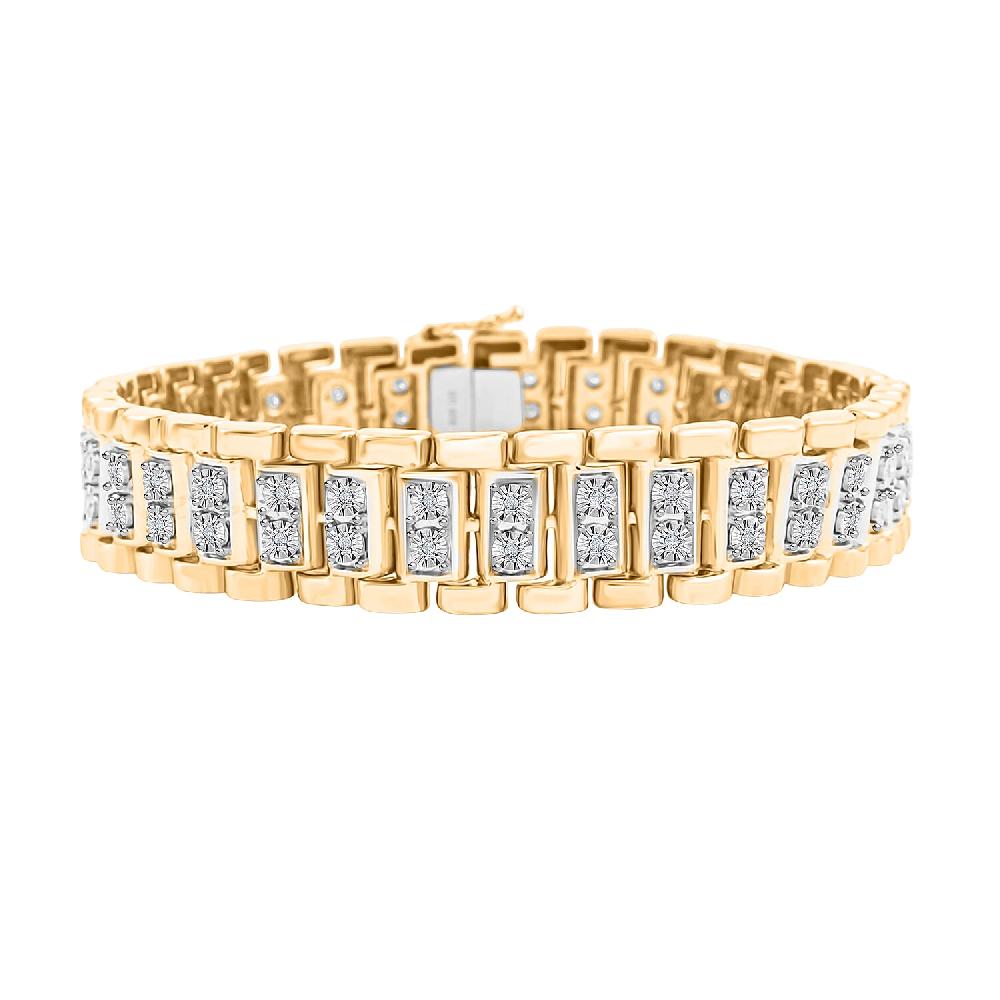 shop lc White Diamond 1.00 ctw Bracelet in 14K YG Over and Sterling Silver (8.50 In)