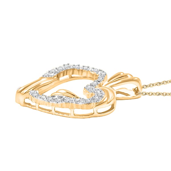 Shop Lc White Diamond Heart Pendant Necklace In 14K YG Over Sterling Silver 0.20 Ctw (18 Inches)