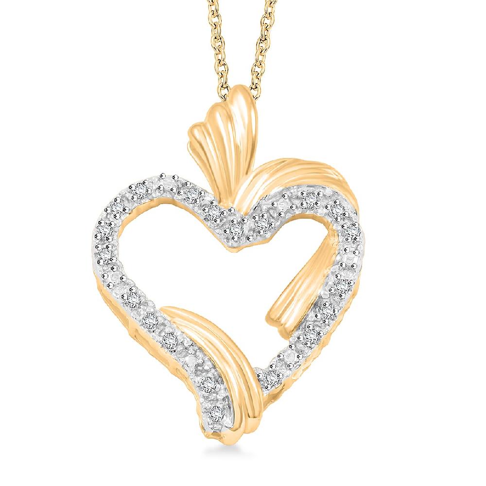 shop lc White Diamond Heart Pendant Necklace in 14K YG Over Sterling Silver 0.20 ctw (18 Inches)