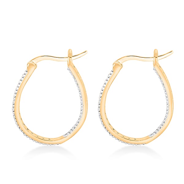 Shop Lc White Diamond Hoop Earrings In 14K YG Over Sterling Silver 0.05 Ctw