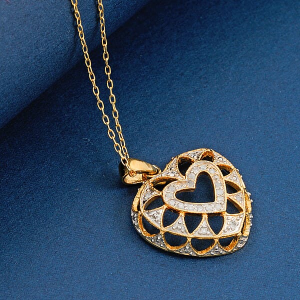 Shop Lc White Diamond Infinity Heart Pendant Necklace In 14K YG Over Sterling Silver 0.20 Ctw (18 Inches)