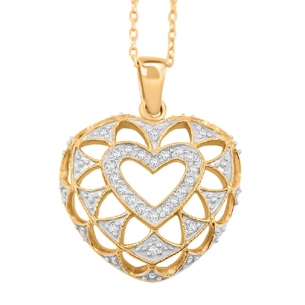 shop lc White Diamond Infinity Heart Pendant Necklace in 14K YG Over Sterling Silver 0.20 ctw (18 Inches)