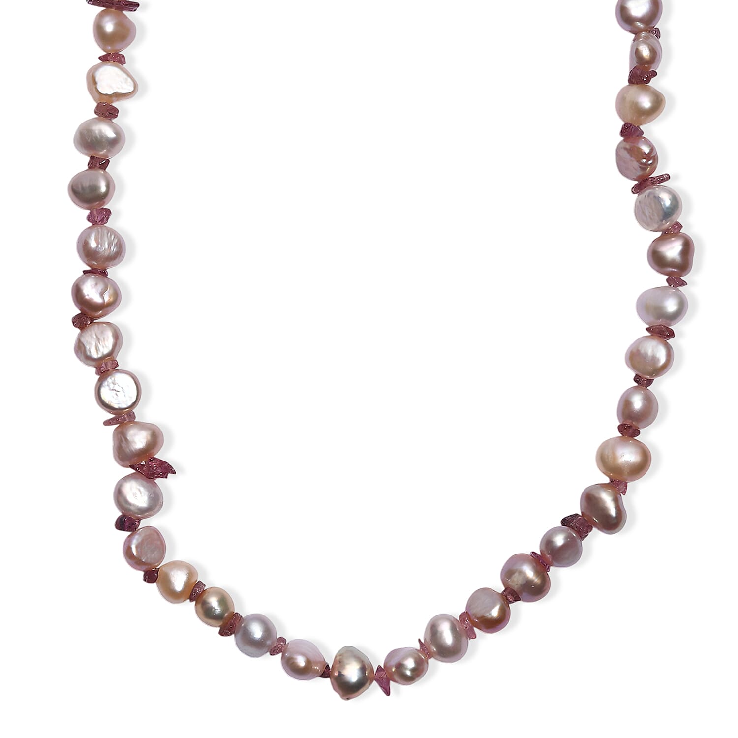 shop lc White Freshwater Pearl and Morro Redondo Pink Tourmaline 18 Ctw Necklace 18 Inches in 18K Vermeil Rose Gold Over Sterling Silver