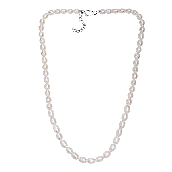 Shop Lc White Freshwater Pearl Cloud Kiss Necklace In Rhodium Over Sterling Silver 18 Inches