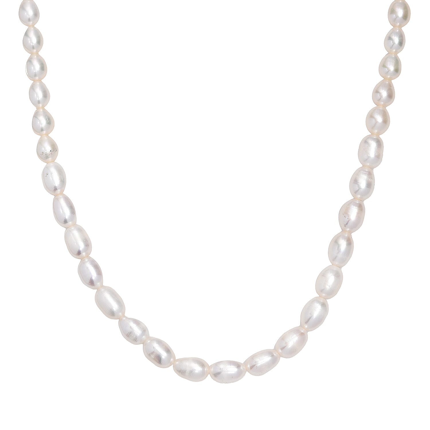 shop lc White Freshwater Pearl Cloud Kiss Necklace in Rhodium Over Sterling Silver 18 Inches