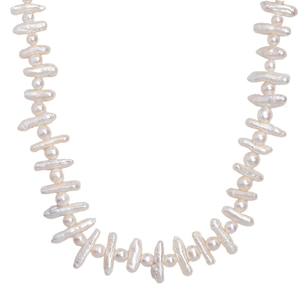 shop lc White Freshwater Pearl Necklace in Rhodium Over Sterling Silver 18 Inches