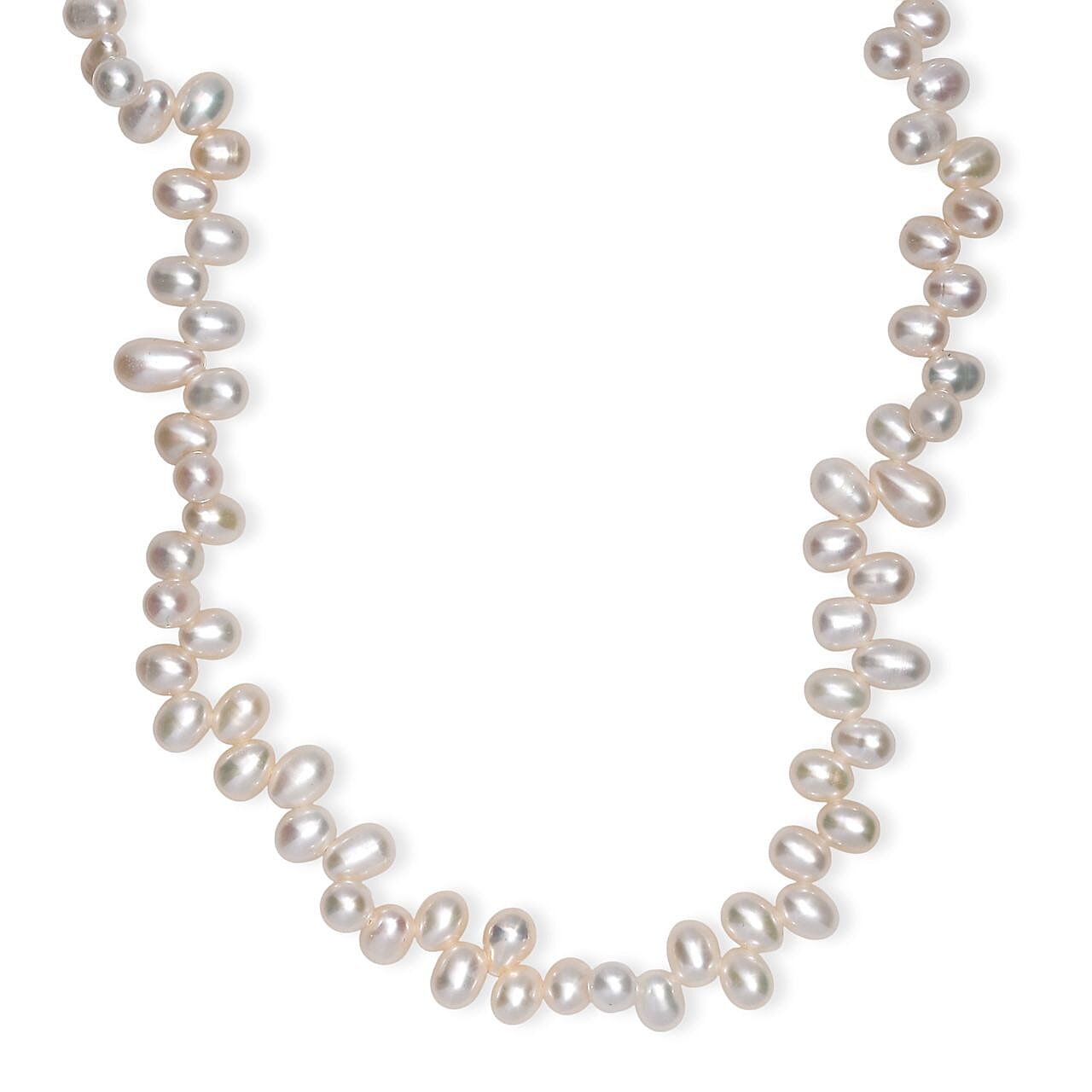 shop lc White Freshwater Pearl Necklace in Rhodium Over Sterling Silver 18 Inches